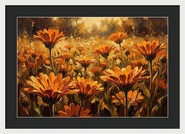Calendula Flowers In Warm Orange And Gold