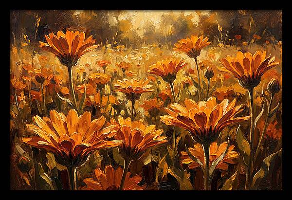 Calendula Flowers In Warm Orange And Gold