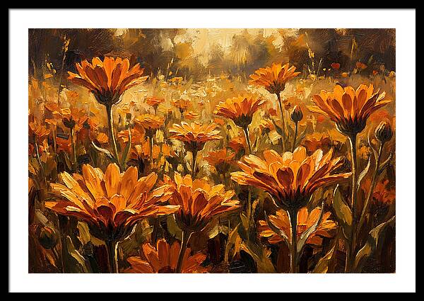 Calendula Flowers In Warm Orange And Gold