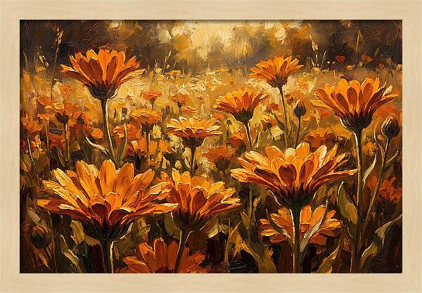 Calendula Flowers In Warm Orange And Gold