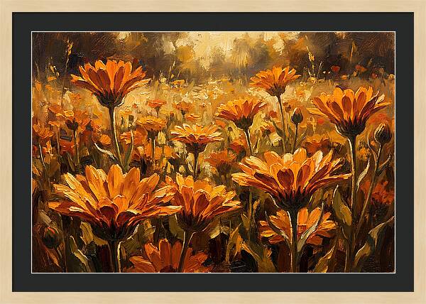 Calendula Flowers In Warm Orange And Gold