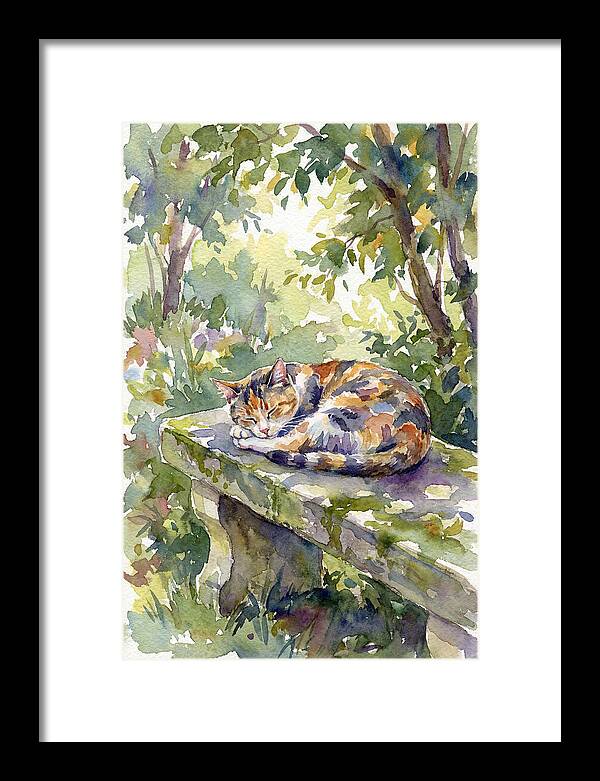 Calico Cat In Tranquil Garden