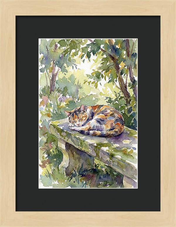 Calico Cat In Tranquil Garden