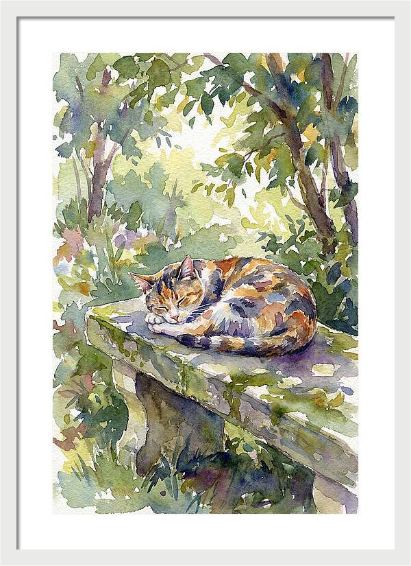 Calico Cat In Tranquil Garden