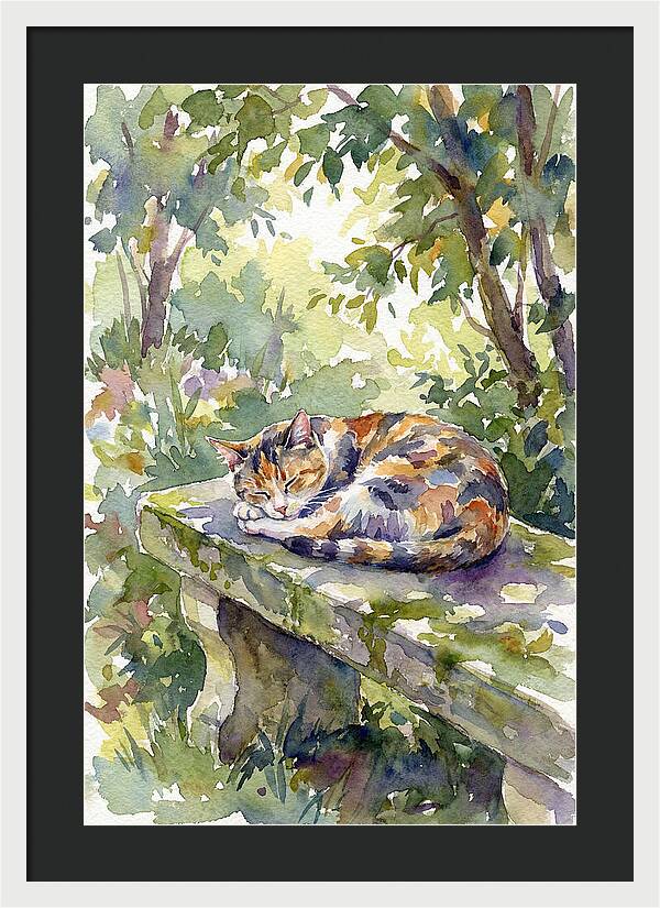 Calico Cat In Tranquil Garden