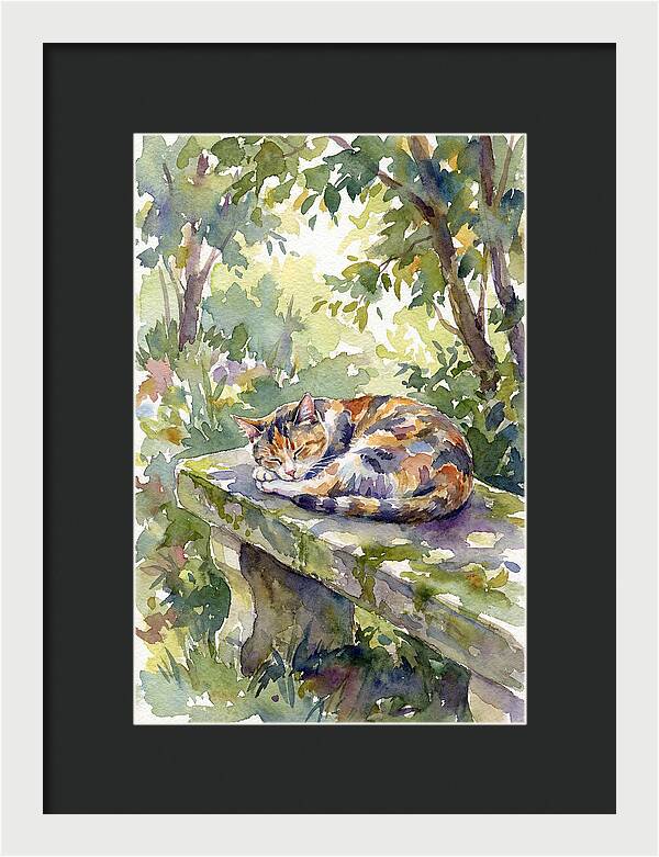 Calico Cat In Tranquil Garden