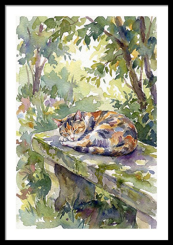 Calico Cat In Tranquil Garden