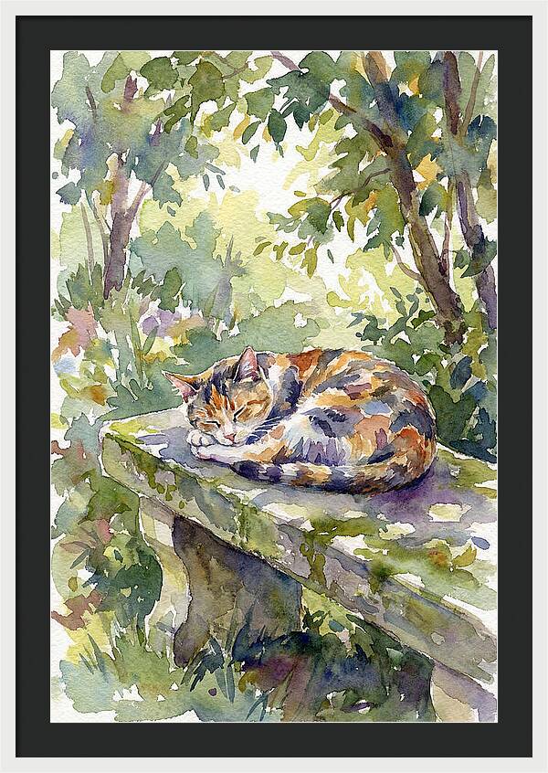 Calico Cat In Tranquil Garden