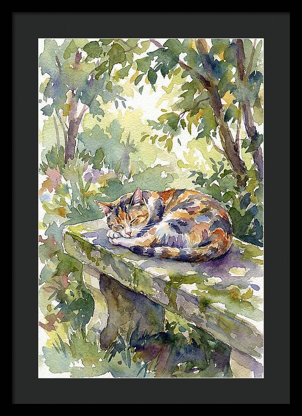 Calico Cat In Tranquil Garden