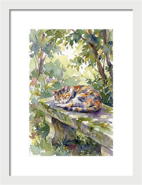Calico Cat In Tranquil Garden