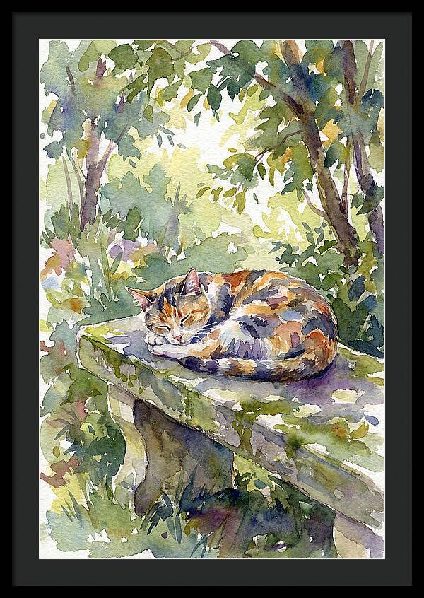 Calico Cat In Tranquil Garden