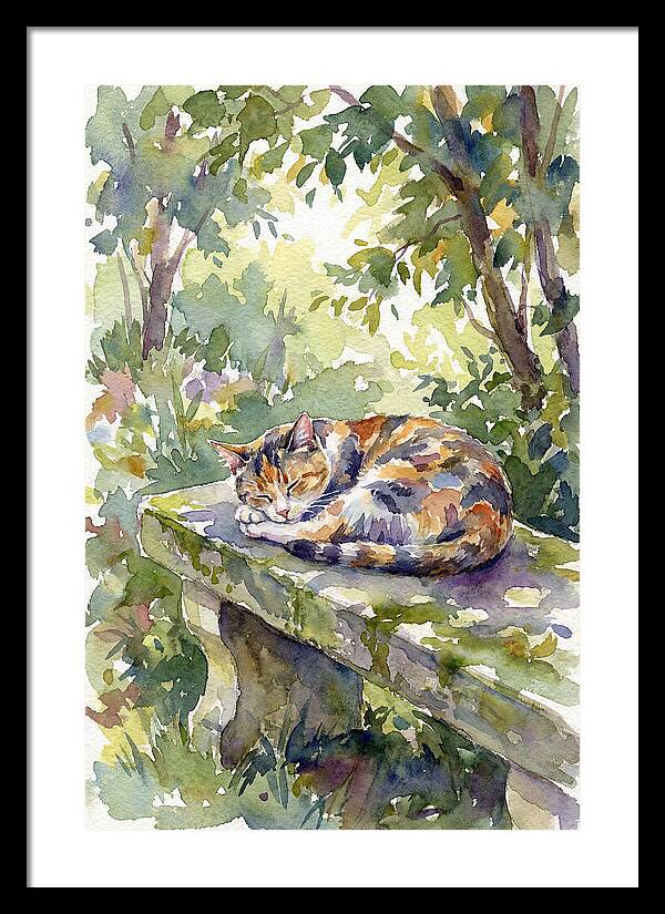 Calico Cat In Tranquil Garden