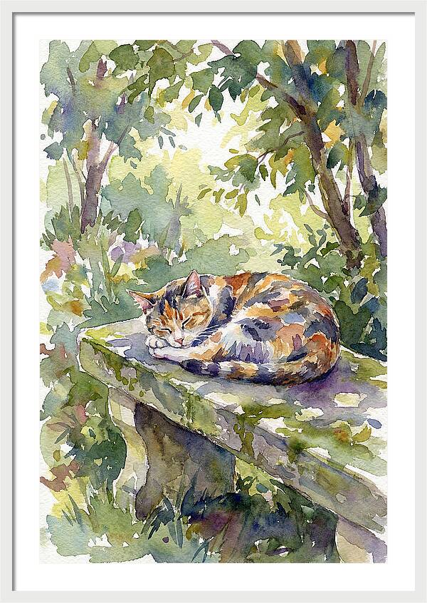 Calico Cat In Tranquil Garden