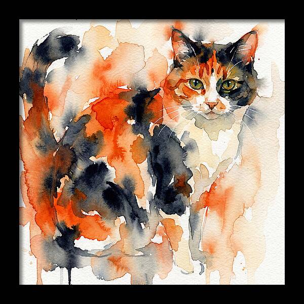 Calico Cat Watercolor Portrait