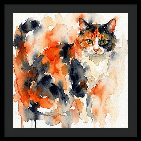 Calico Cat Watercolor Portrait