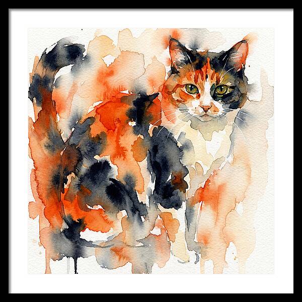 Calico Cat Watercolor Portrait