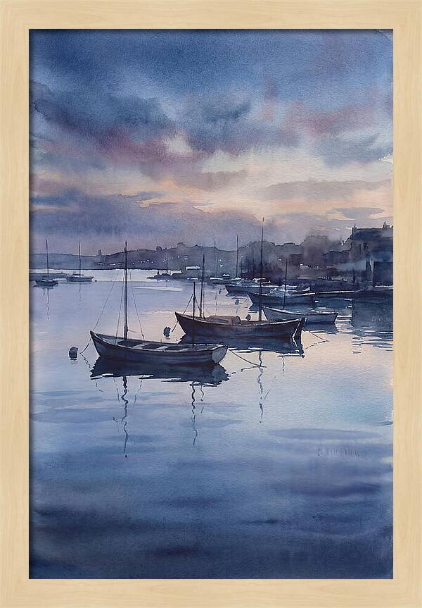 Calm Harbor At Blue Hour
