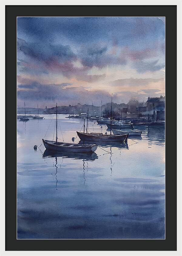 Calm Harbor At Blue Hour