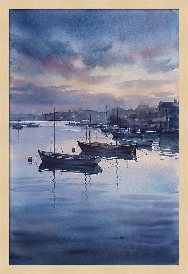 Calm Harbor At Blue Hour
