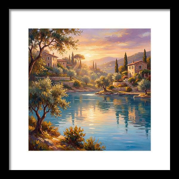 Calm Mediterranean Lake At Sunset