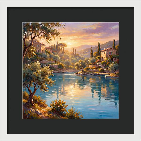 Calm Mediterranean Lake At Sunset