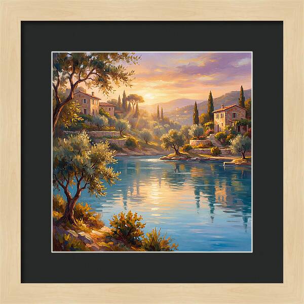 Calm Mediterranean Lake At Sunset