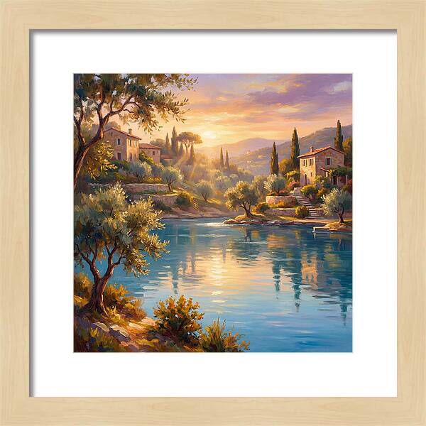 Calm Mediterranean Lake At Sunset