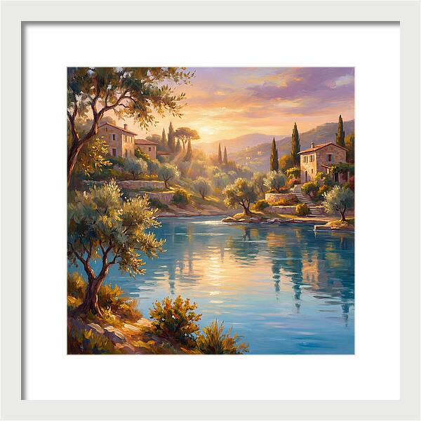 Calm Mediterranean Lake At Sunset
