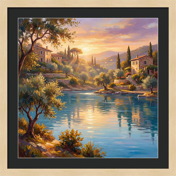 Calm Mediterranean Lake At Sunset