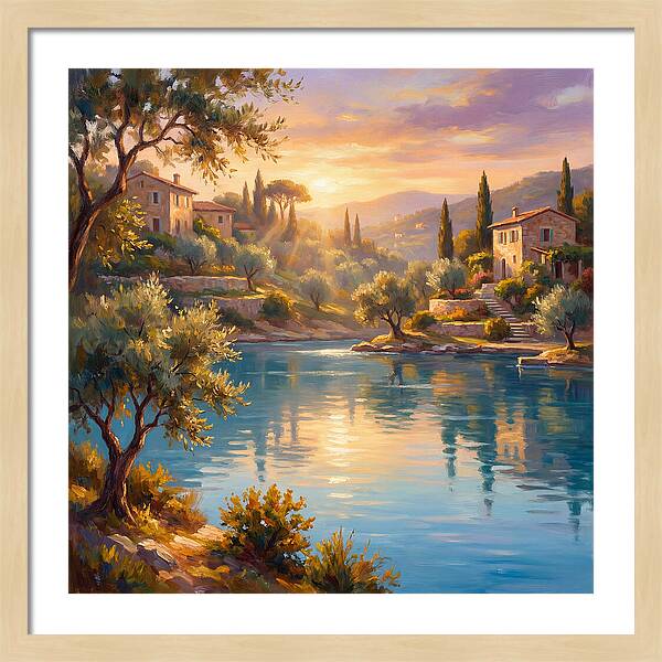Calm Mediterranean Lake At Sunset