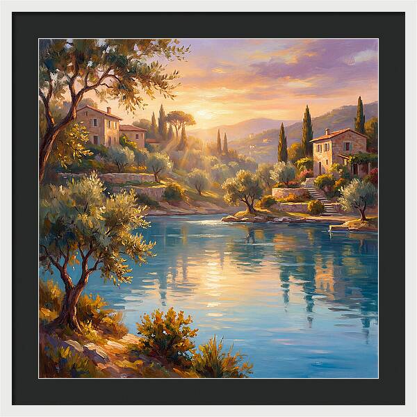 Calm Mediterranean Lake At Sunset