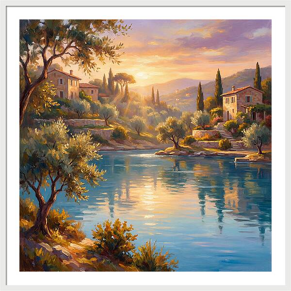 Calm Mediterranean Lake At Sunset