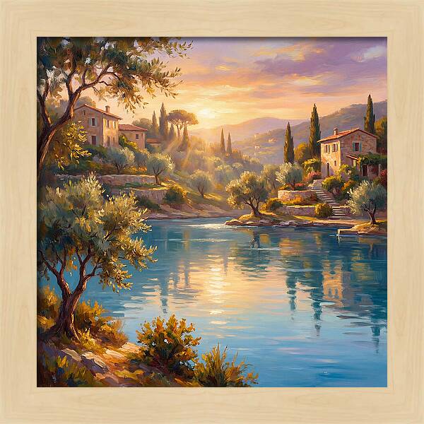Calm Mediterranean Lake At Sunset