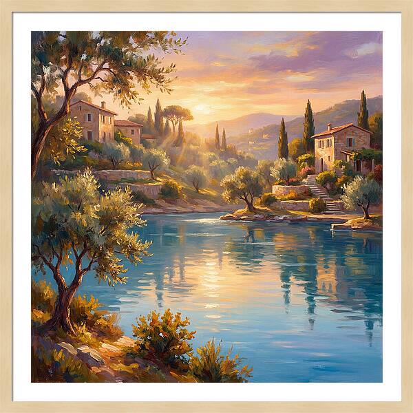 Calm Mediterranean Lake At Sunset