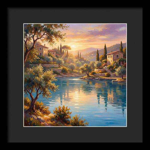 Calm Mediterranean Lake At Sunset