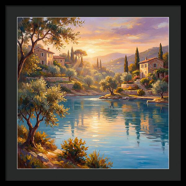 Calm Mediterranean Lake At Sunset