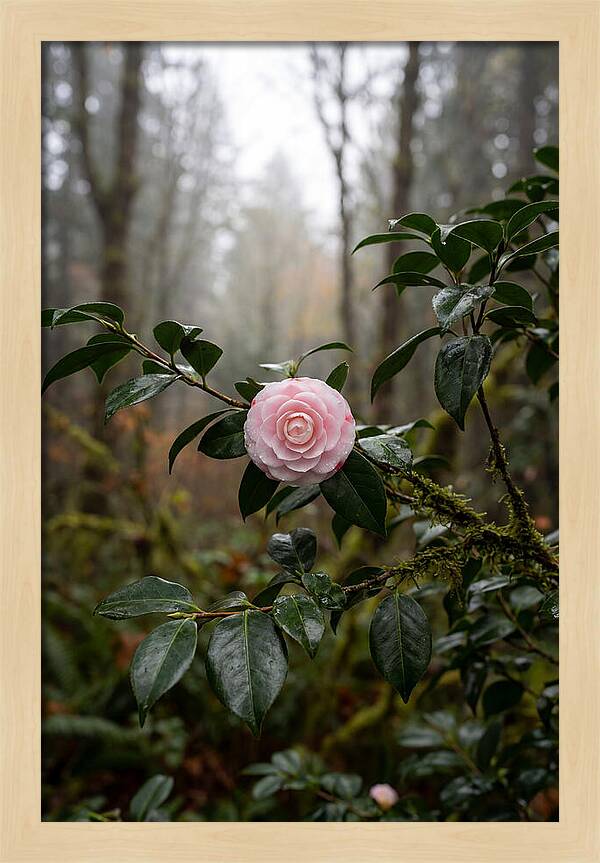 Camellia Blossom In Misty Forest