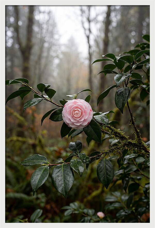 Camellia Blossom In Misty Forest