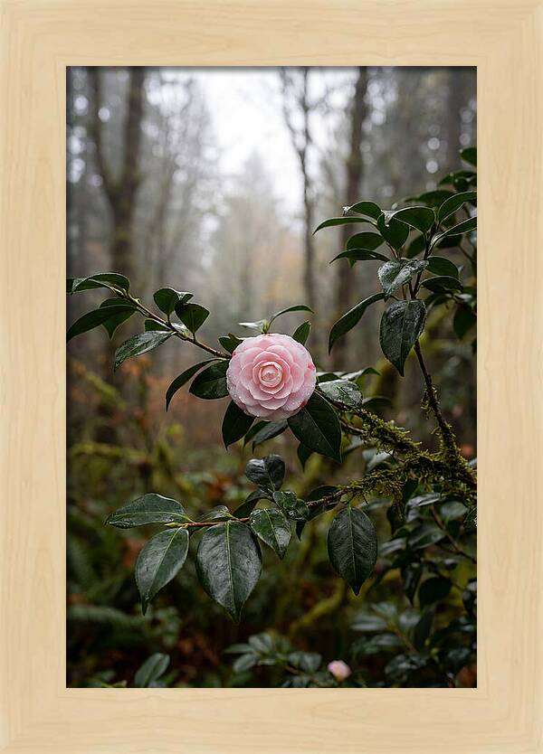 Camellia Blossom In Misty Forest