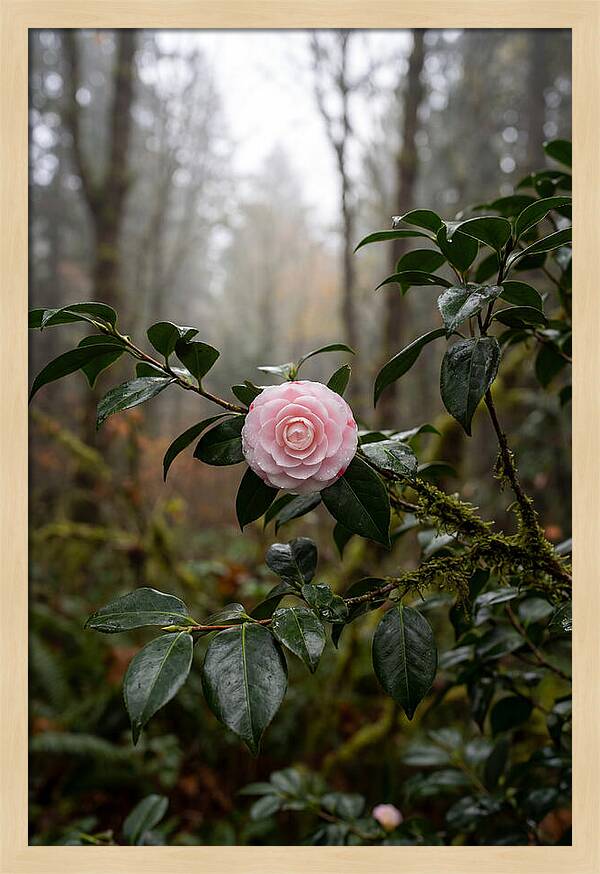 Camellia Blossom In Misty Forest