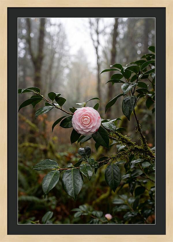 Camellia Blossom In Misty Forest
