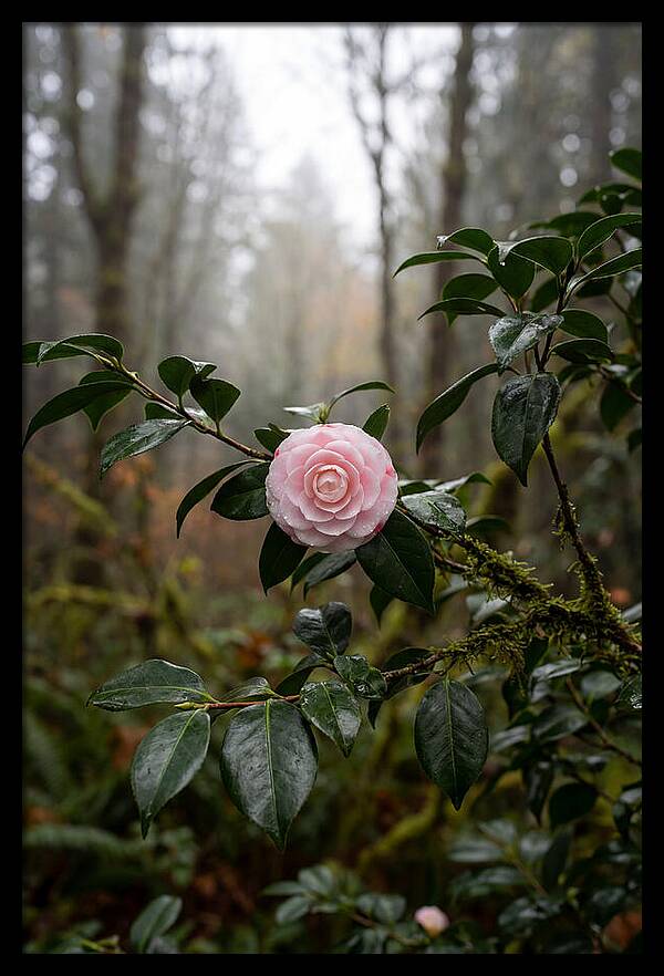 Camellia Blossom In Misty Forest