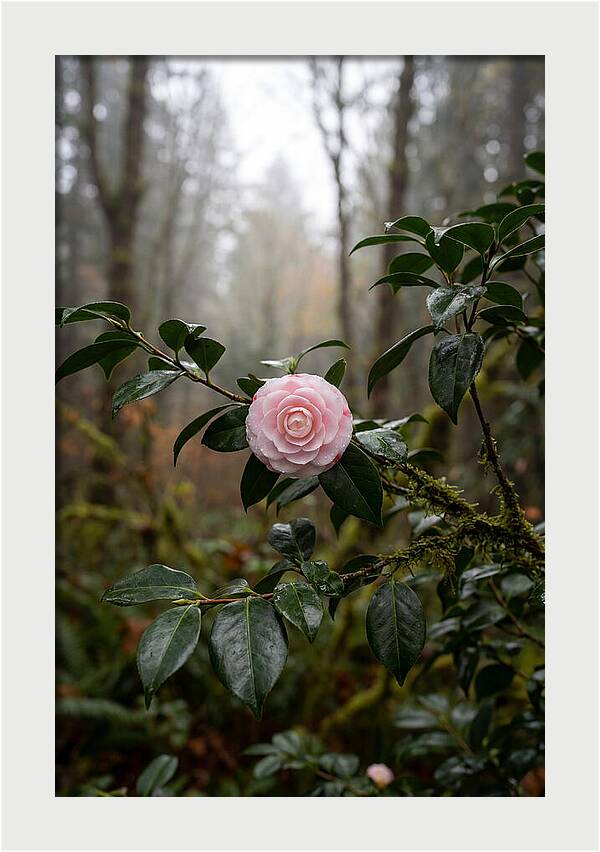 Camellia Blossom In Misty Forest