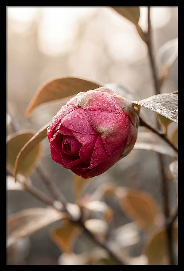 Camellia Bud Swollen With Color