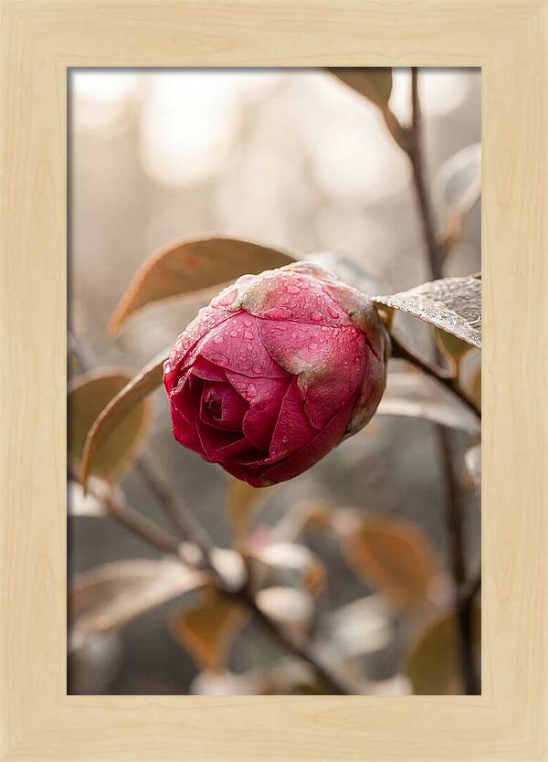 Camellia Bud Swollen With Color
