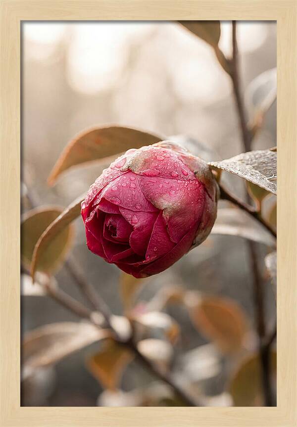 Camellia Bud Swollen With Color