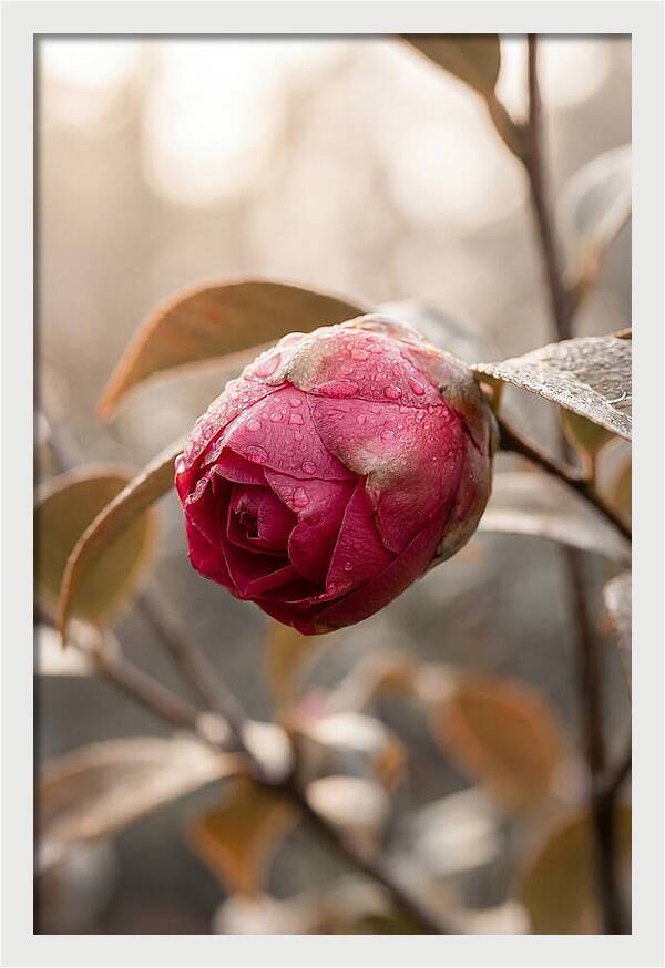 Camellia Bud Swollen With Color