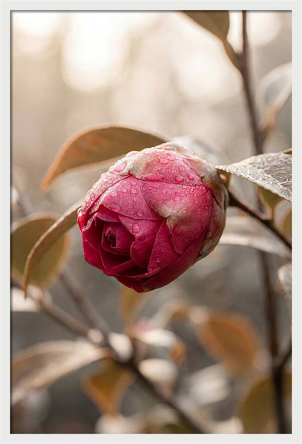 Camellia Bud Swollen With Color