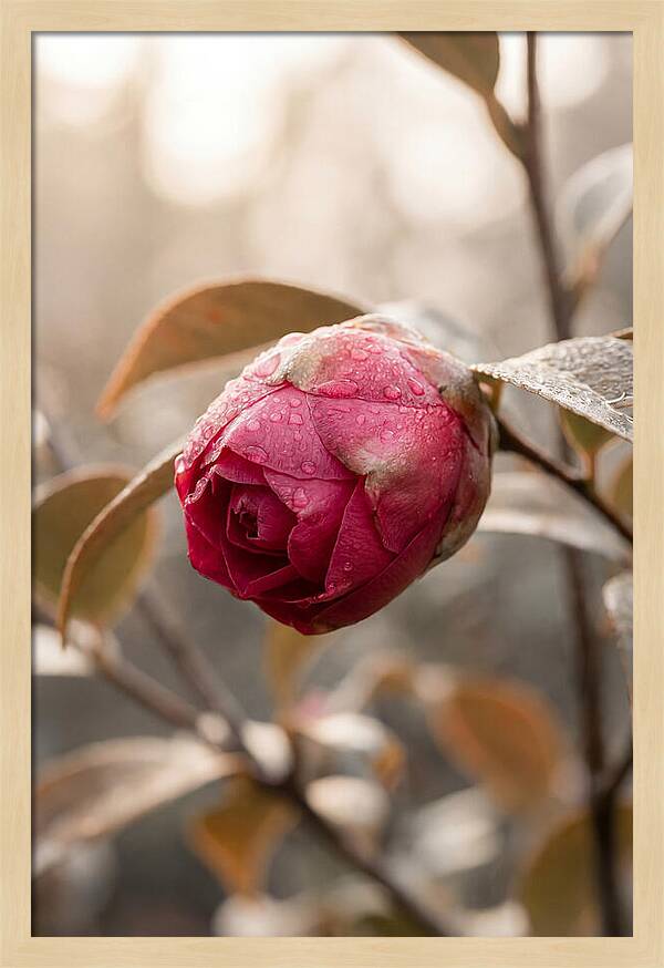 Camellia Bud Swollen With Color