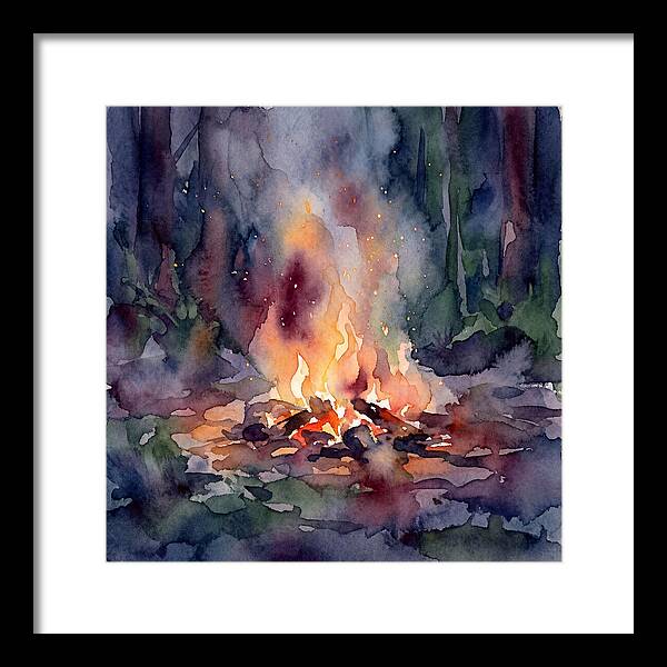 Campfire Glow In Watercolor